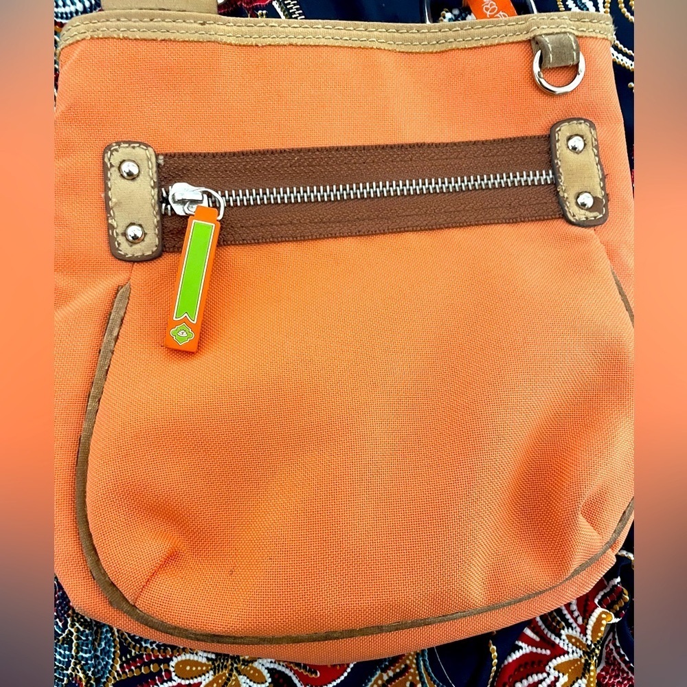 Lily Bloom Orange and Brown Crossbody Bag with Silver Accents